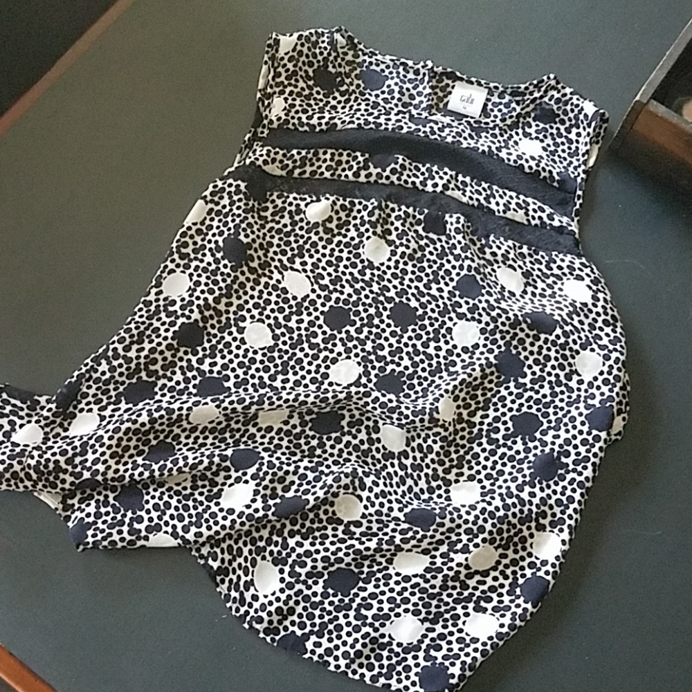 CAbi 3079 Cream & Black Polka Dot Blouse